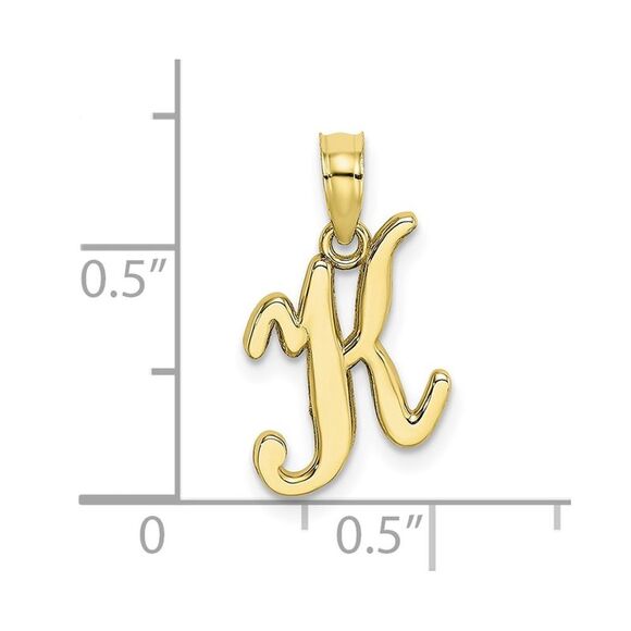 10K Yellow Gold Polished K Script Initial Charm - Picture 4 of 9